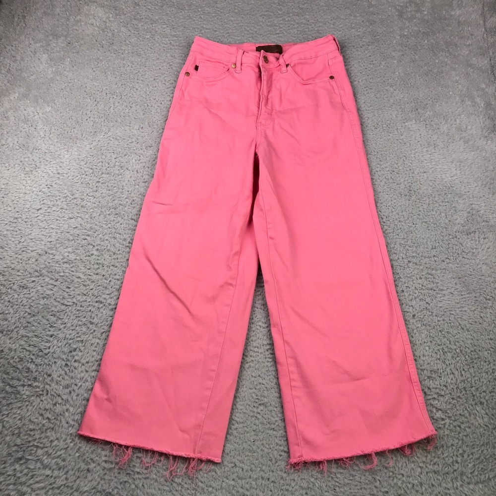 Judy Blue Jeans Womens 5/27 (27x24) Pink Wide Leg Crop High Rise Stretch Denim
